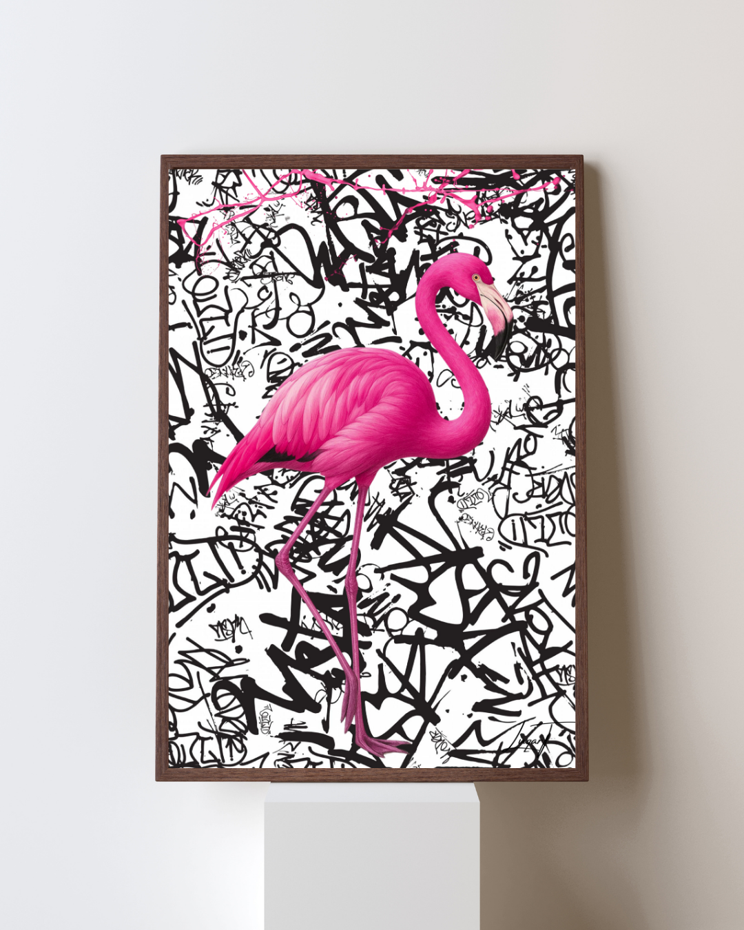 “PINK ATTITUDE” – The Flamingo in Pop Art Style