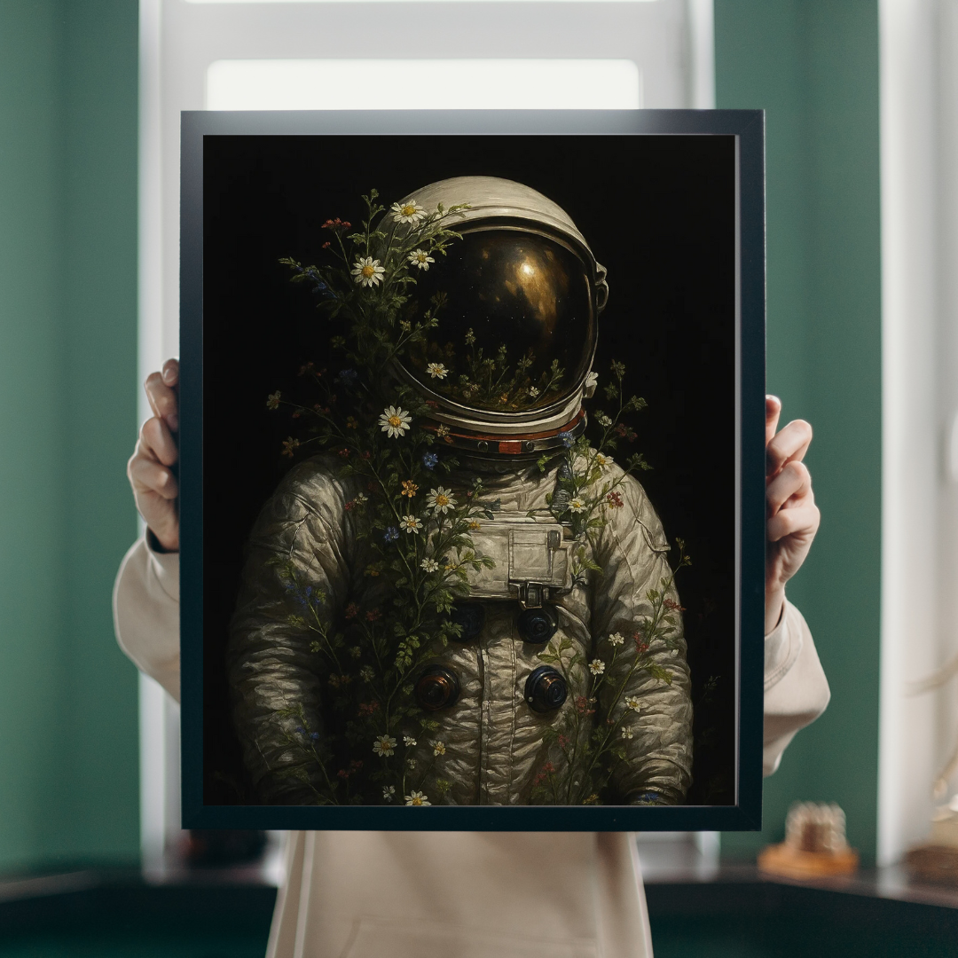 “ASTRONAUT & FLOWERS” – Pop Art Astronaut Image Meets Flower Power