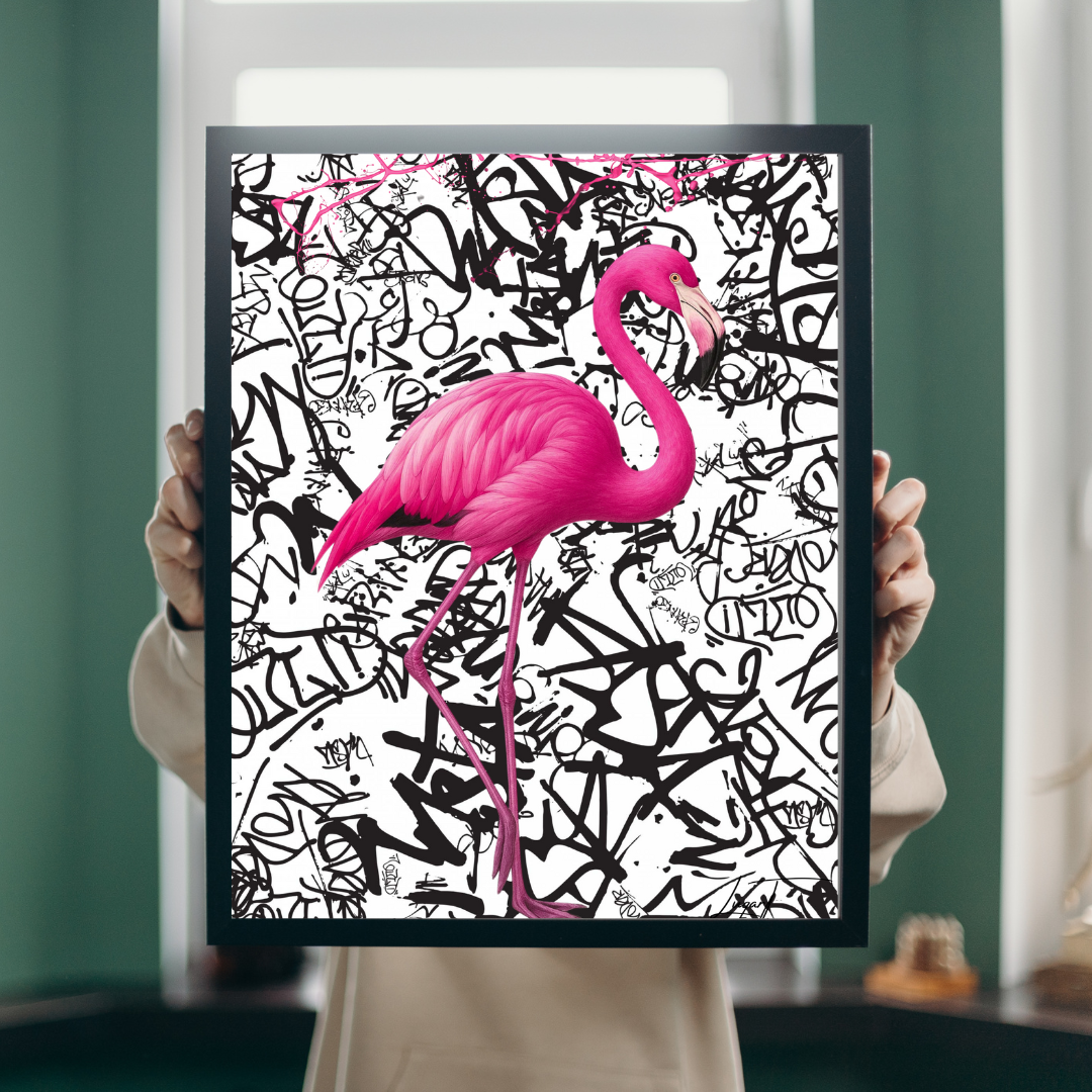 “PINK ATTITUDE” – The Flamingo in Pop Art Style