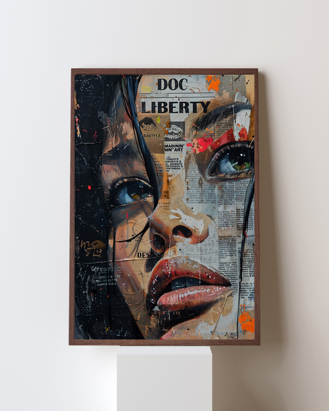 Headlines – Collage Art of a Woman in Newspaper Style