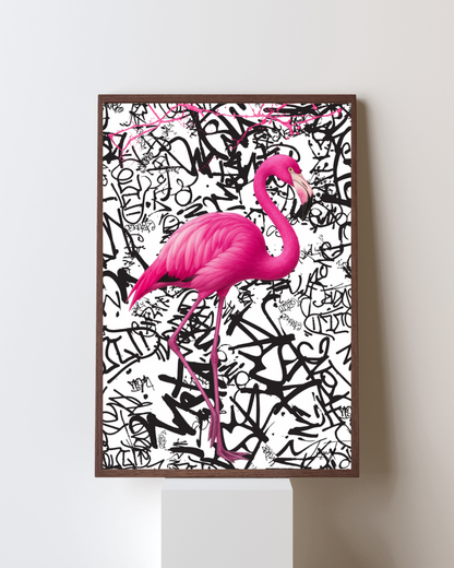 “PINK ATTITUDE” – The Flamingo in Pop Art Style