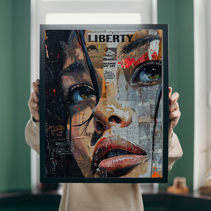 Headlines – Collage Art of a Woman in Newspaper Style