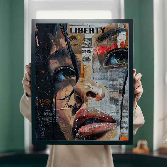 Headlines – Collage Art of a Woman in Newspaper Style