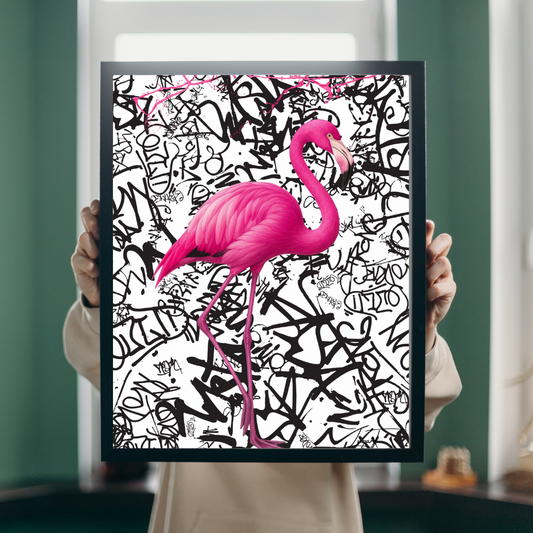 “PINK ATTITUDE” – The Flamingo in Pop Art Style